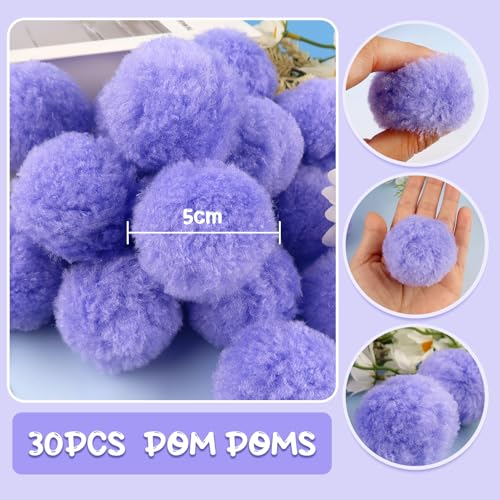 image for TOAOB THE ONE AND ONLY BABY TOAOB 30pcs Large Pom Poms 2 Inch Light Pu