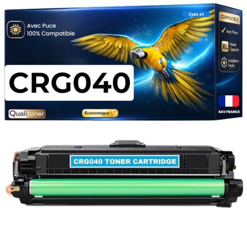 Toner CRG-040 cyan compatible résout vos pannes d'encre sur Canon LBP 712Cdn avec sa puce de 5400p