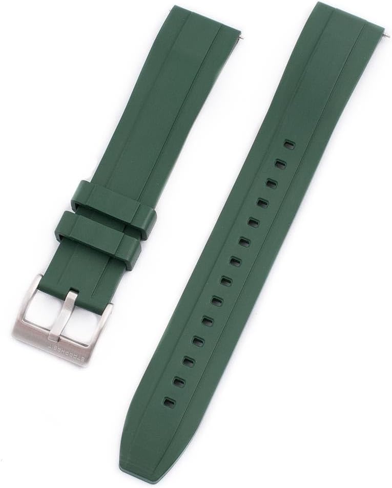 StrapHabit Extra Long Watch Strap for Large Wrists - Quick Release Rubber Band FKM 20mm 22mm