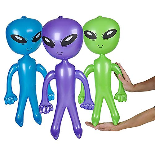 Alien Baby Doll Alien Inflate 24' Inches, Blow Up Assorted Colors Party Decorations Alien Theme Party (3-Pack)