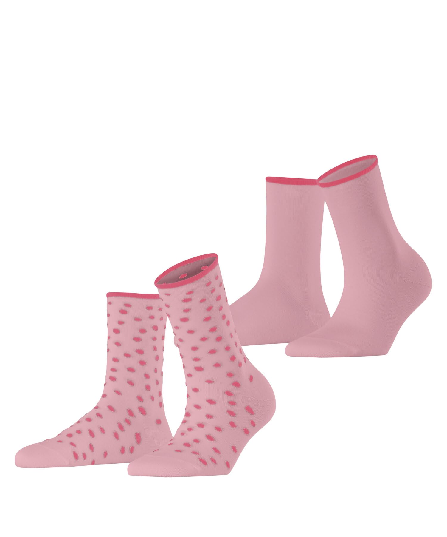 Esprit Women's Sketched Dot Cotton Socks 2 Pack - Pink Flamingo Size 2.5-5
