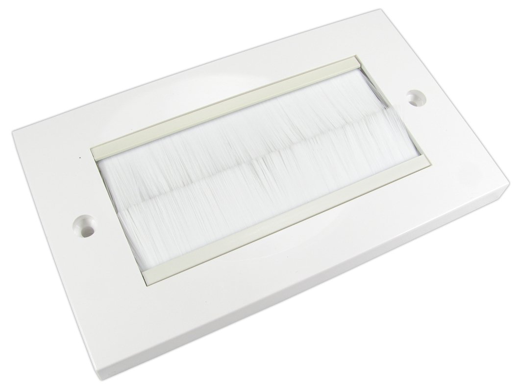 Buy rhinocables Double Gang White Faceplate Brush Plate with Black or