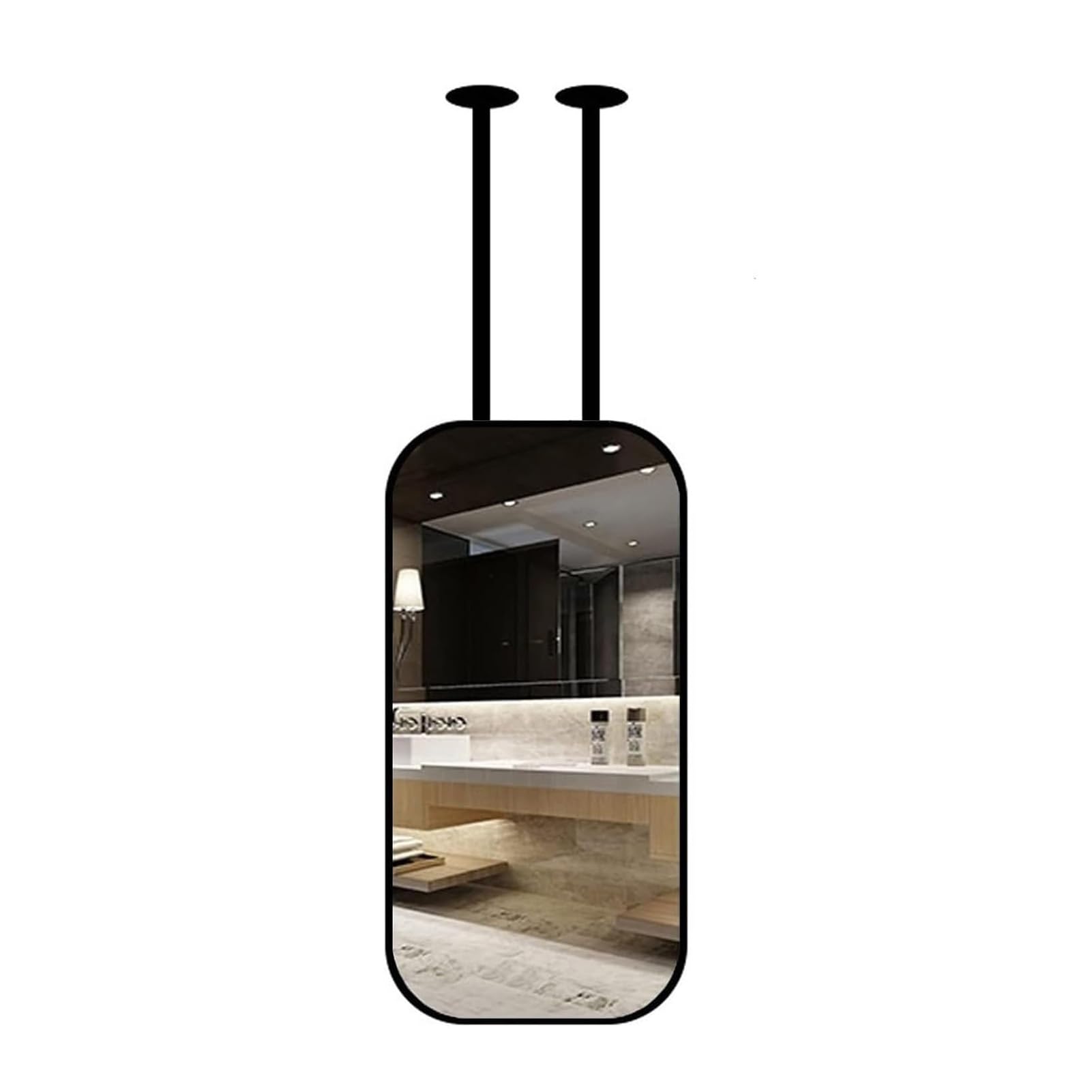 CGCSYZ Rectangular Ceiling Mirror With Black Metal Frame, Wall Vanity Mirror For Bathroom Vanity Shaving Vanity Mirror Entrance Hallway Wall Decoration Mirror (60cmx90cm)