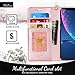 FYY Designed for iPhone XR Case, Luxury PU Leather Wallet Phone Case with Card Holder Flip Folio Protective Shockproof Cover [Kickstand Feature][Wrist Strap] for iPhone XR 6.1