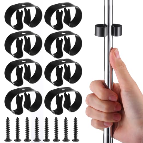 Zonon 8 Pcs Spring Clip Gripper Clip Holds 3/8-5/8 Inch Diameter Tool with Screws Wall Mounted Holder for Broom Wall Truck Garden Black