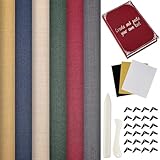 Humyoun Book Binding Cloth Kit, Includes 12''x16'' Bookcover Cloth Fabric 24 Decorative Corners 3 Iron on Vinyl Sheets Bone Folder Tools, Backing Paper,for Old Book DIY Craft Supplies(Vintage Color)
