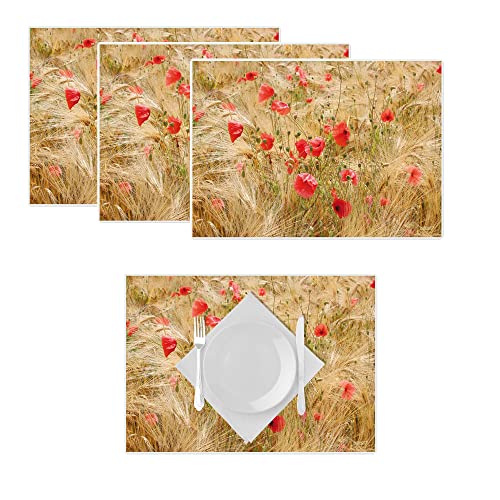 Sets de table lavable plastique lot de 4 anti-tache coquelicots - 2