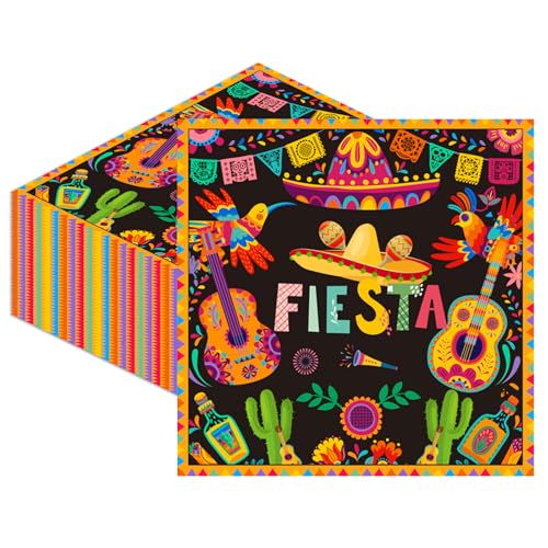 Cinco de Mayo Napkins 40 Pack Fiesta Party Decorations Colorful Paper Napkins Disposable Mexican Theme Party Supplies for Taco Birthday Fiesta Decorations Mexican Theme Cocktail Napkins