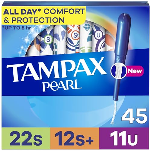 Tampax Pearl Tampones para mujer, paquete múltiple, con trenzado LeakGuard, super/súper Plus/ultra absorción, sin perfume, 45 unidades