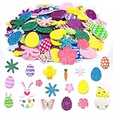 120 pcs pegatinas de Pascua, pegatinas de espuma de Pascua, decoraciones de Pascua, huevo de conejito, pollito, flores, para manualidades, decoración del hogar
