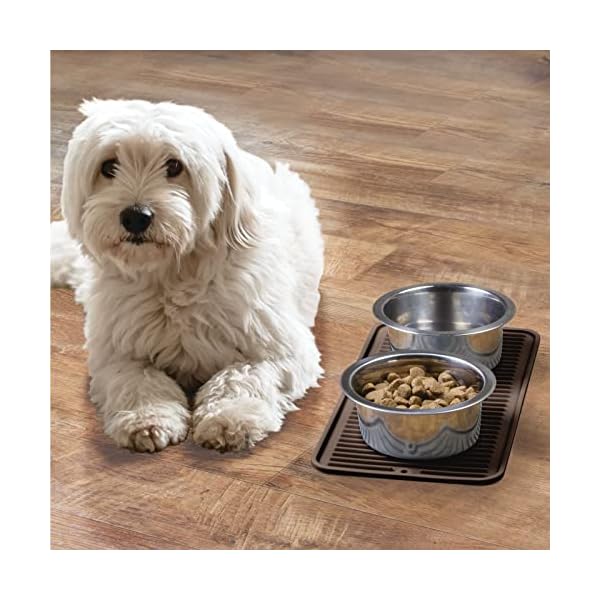 mDesign-Premium-Quality-Pet-Food-and-Water-Bowl-Feeding-Mat-for-Dogs-and-Puppies-Waterproof-Non-Slip-Durable-Silicone-Placemat-Raised-Edges-Food-Safe-Non-Toxic-Small-Espresso-Brown Feeding Mat for Dogs and Puppies