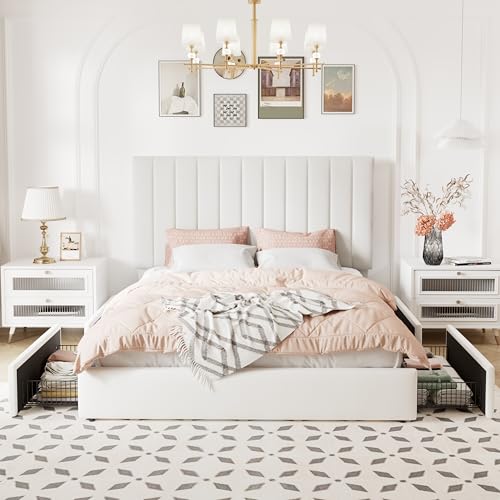 Velvet Full Size Storage Bed Frame with Adjustable Headboard - Image 3