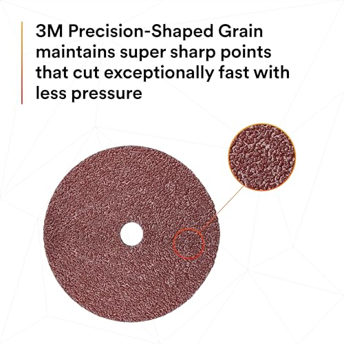 3M Fibre Disc 982C — 60+ Grit Metal Grinding Disc — Ceramic Precision Shaped Grain — For Angle Grinders — 7” diam. x 7/8” Center Hole — Pack of 100