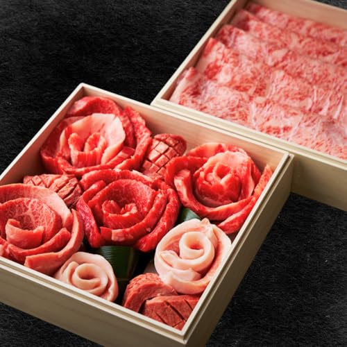 秋の味覚 秋のギフト 1s BBQ しゃぶしゃぶ 焼肉 上質なお肉 肉の花 秘伝のタレ 大阪 鶴橋 白雲台 (花織2段 1s)風呂敷造花付き