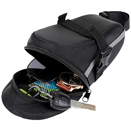 自転車用サドルバッグ,大容量の小型バイクバッグ | サイクリングツール、携帯電話、鍵などを収納できる実用的なライディング用品、丈夫なオックスフォードクロス Linjia