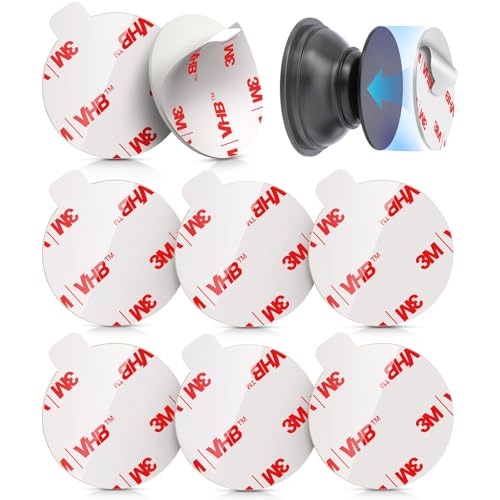 volport 8 Pack Sticky Adhesive Replacement for Socket Stand, 1.4 Inch Pops 3M Circle Heat Resistant Double Sided Clear White High Bond Tape Extra Strong Removable Sticker Pad for Phone Grip Holder…
