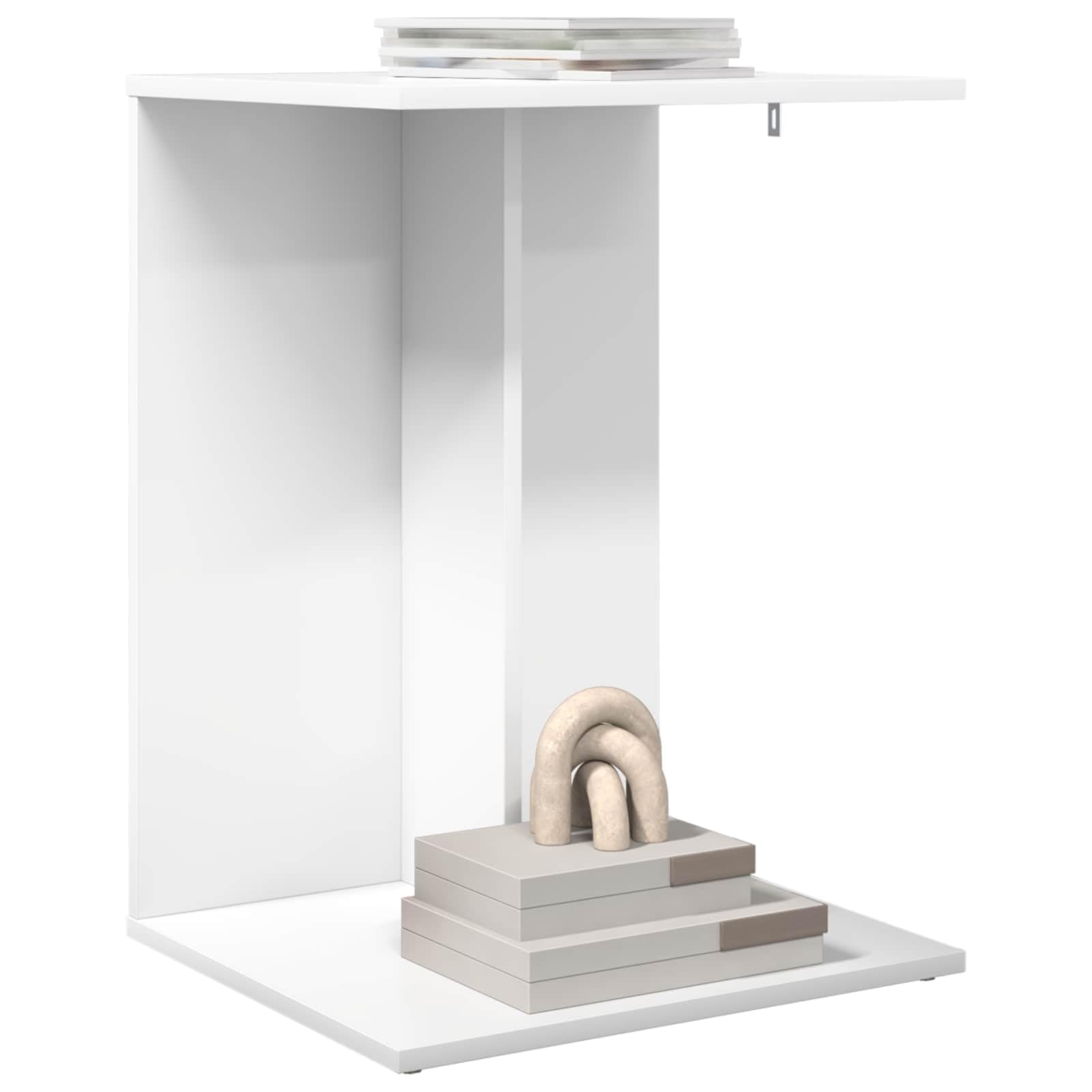 Table d appoint Blanc 45 x 40 x 62 5 cm Bois ingenierie moderne petite table salon design contemporain solide rangement lampe livre boisson petit espace utilisable canape seul montage requis