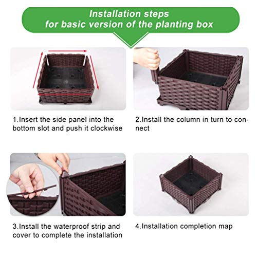 BAOYOUNI Rectangular Raised Garden Bed Kit Indoor Outdoor Plastic Planter Grow Box for Fresh Vegetables, Herbs, Flowers & Succulents, Brown, 61.41'' x 15.35'' x 8.66'' - Image 7