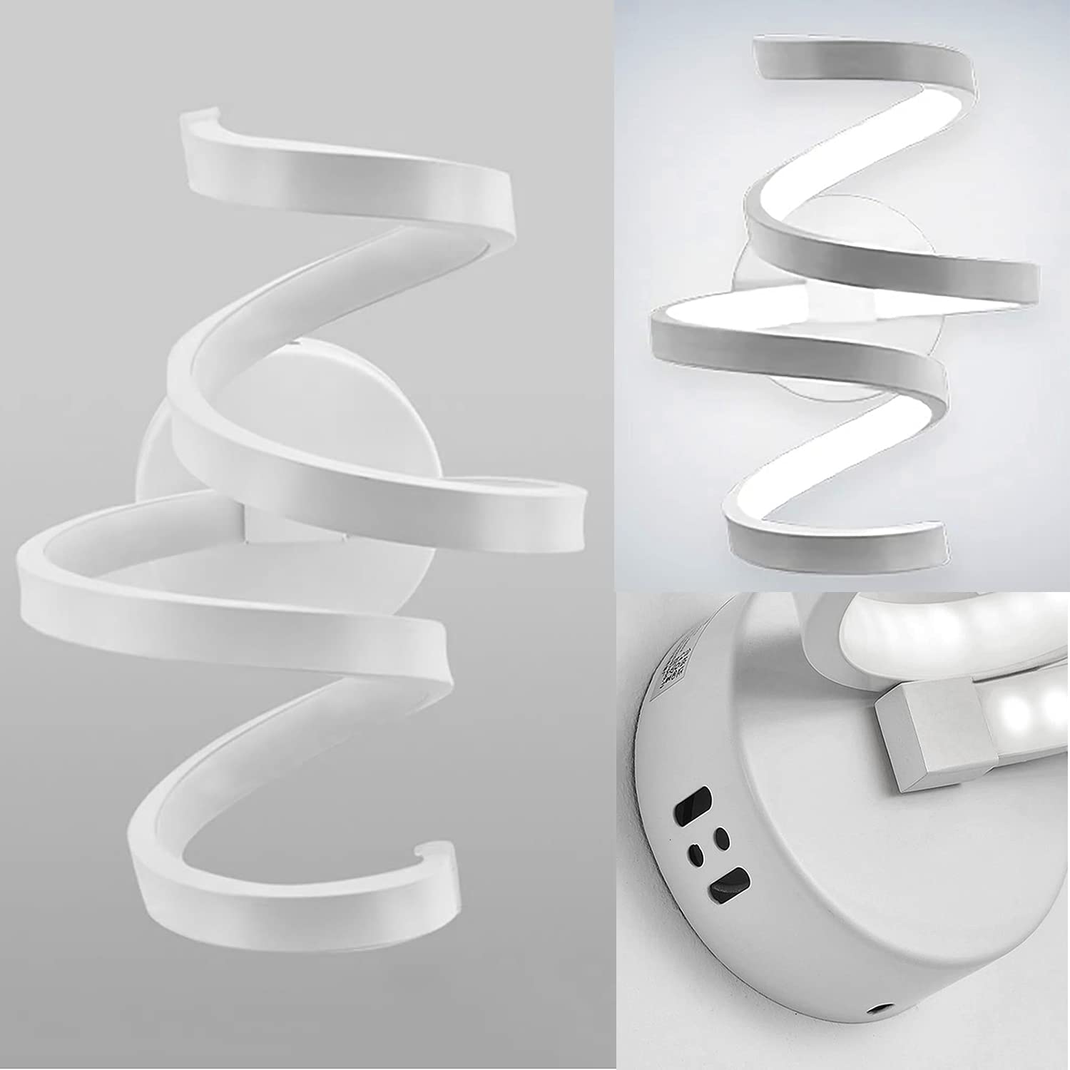 Applique da Parete retrò LED ad Anello elicoidale, in Acrilico Laminato ad Arco, 18 W, Moderna, cablata, per corridoio, Camera da Letto, Bagno, corridoio, Lampada da toel