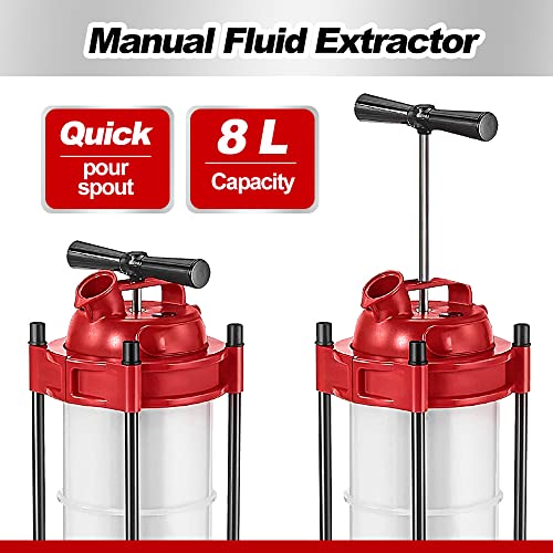 Aain® A37V 8 Liter Oil Changer Vacuum Fluid Extractor,Manual Transmission Fluid Pump Extractor With Hose Convenient Oil Change Pump Extractor And Brake Bleeding,Oil Change & Fluid Change Tool #TOP2