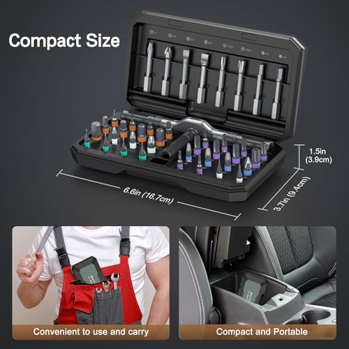 Image of Bomivoi 42 in 1 Magnetic Screwdriver Set, DIY Ratchet Screwdriver Set, Multi Bit Magnetic Drive Set with Detachable Ratchet Handle, Portable Compact Repair Tool Kit for Funiture Computer Bicycle Black