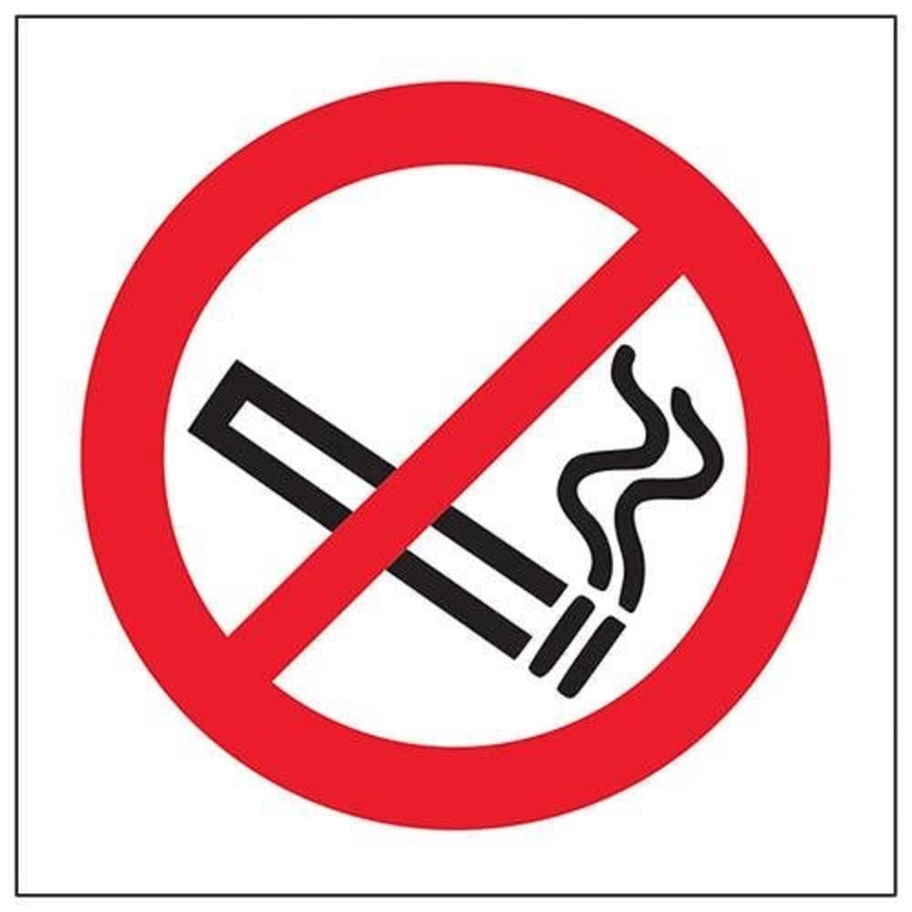 VSafety 57018AF-W "No Smoking Logo/Window Sticker" Prohibition Sign, Window Sticker, Square, 100 mm x 100 mm, Black/Red