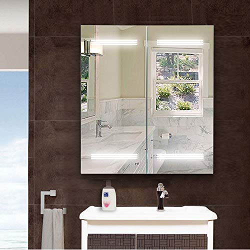 Vanity Art Frameless Led Lighted Bathroom Vanity Wall Mirror Rectangular Bathroom Mirror With Wooden Medicine Cabinet Hinger Door And Rock Switch Va7 #TOP2
