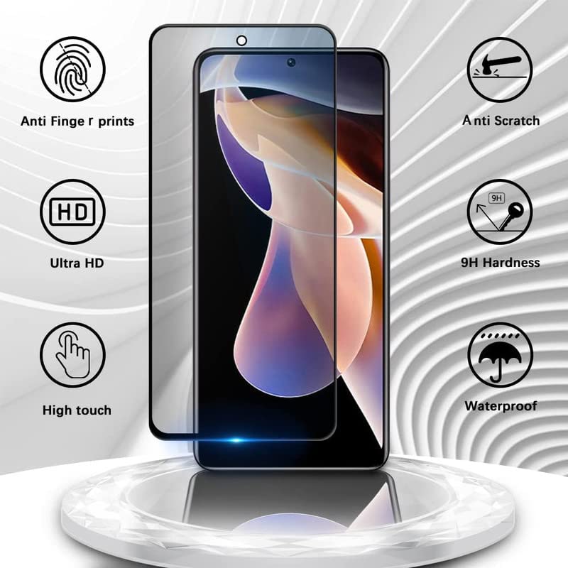Image of ZARALA Privacy Tempered Glass for Redmi K50i Full Coverage 9H Hardness Anit-Explosion Light Private Protection Screen Protector Film - Black