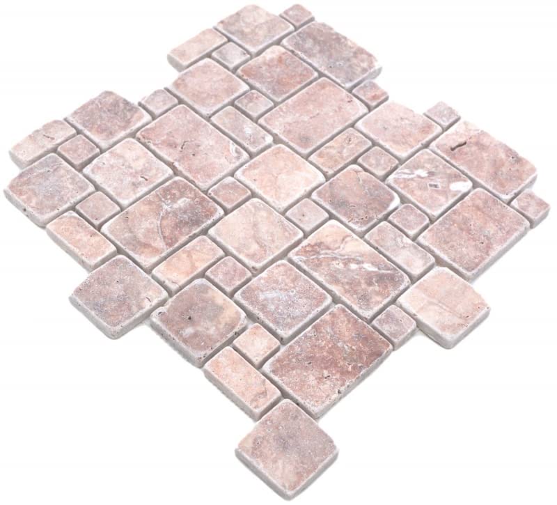Mosaico de piedra natural Travertino rojo mate pared suelo cocina baño ducha ducha MOS40-FP45_f