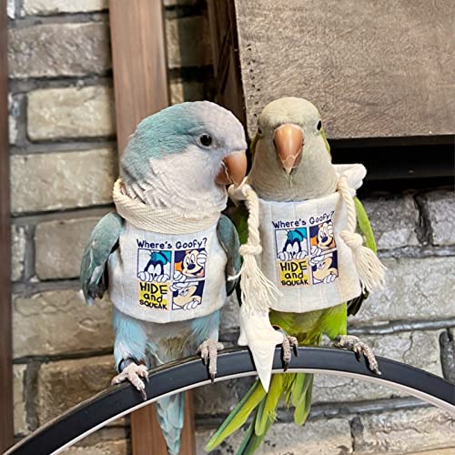 Image of Bird Costume Diaper Flight Suit Frog Shape Hoodie Clothes Cosplay Photo Prop for Parrots Parakeet Cockatiel Sun Conure, Small Animals Apparel (White Without Hat, Large) (BPF1)