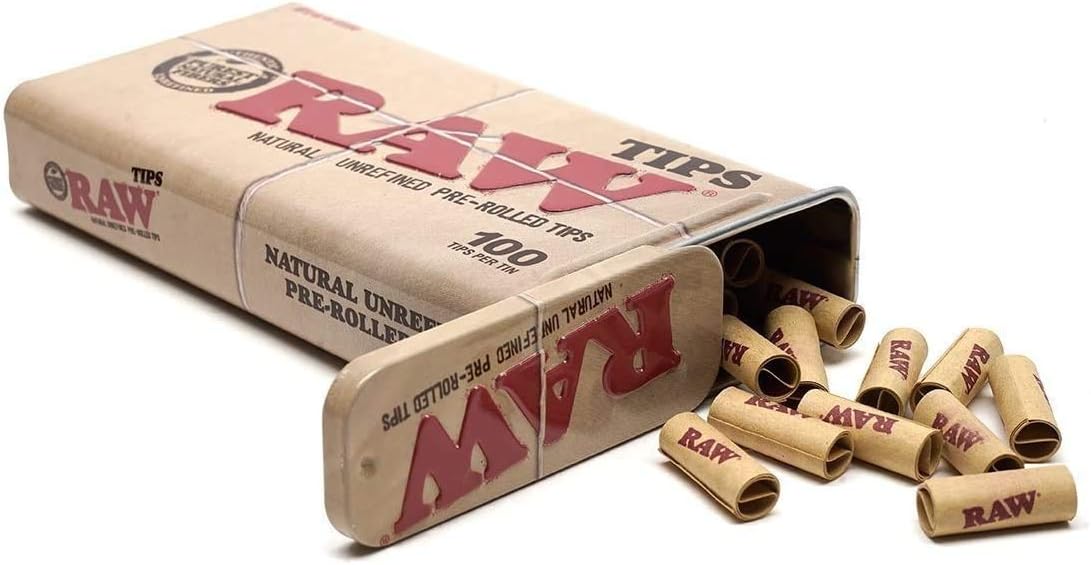 Natural Unrefined Pre-Rolled Tips in Tin - 100 Tips Per Tin