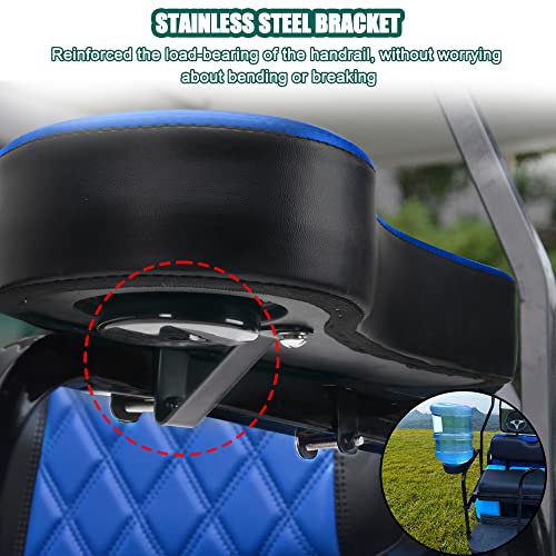 Nokins Golf Cart Armrest With Cup Holder Stainless Steel Support Frame Sturdy Without Tilting No Drilling For Most Golf Cart (1 Inch Square Tube, Normal Blue&Black) #TOP2