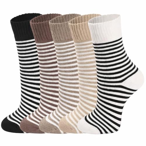 Image of WKLOUYHE Women's And Men's Mid-Calf Thick Socks |Cozy Thermal Thick Socks for Cold Weather Free Size,Pack Of 05