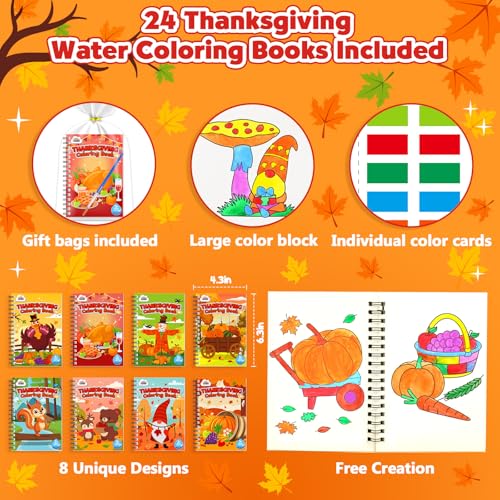 Image of ZMLM 24 Pack Thanksgiving Coloring Books - Party Favors for Kids 4-8