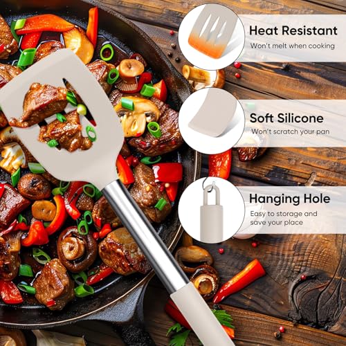 Image of TeamFar Kitchen Utensils Set of 8, Silicone Utensils Kitchen Tools Set