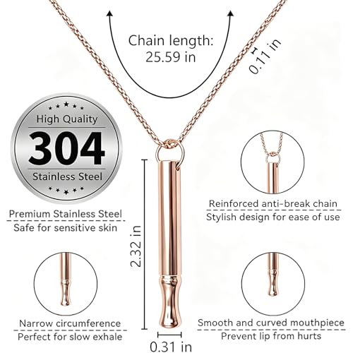 Image of LAMKHOO Breathing Necklace to Quit Smoking and Vaping with Refillable Mint Pods Stop Smoking Aids Fidget Necklace for Anxiety Relief Smokeless Inhaler for Adults (Gold)