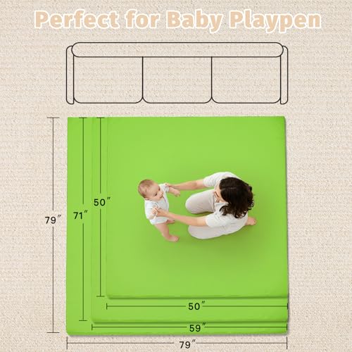 Image of Waterproof Baby Play Mat for Floor Memory Foam 50 * 50 Cushion Playpen Playmat Tummy Time Crawling Mat Nursery Rug Thick Pad Create Soft & Safe Area for Infants,Toddler,Kids,Green