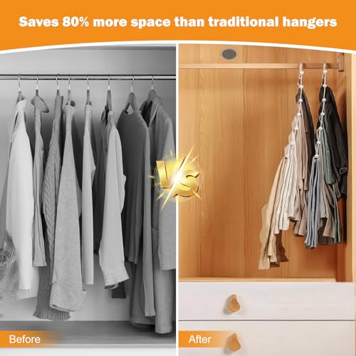 Fentar 4 Stück Hosenbügel Platzsparend, 6-Stöckiger Kleiderbügel Hosen Platzsparend, Hosenkleiderbügel mit 360° Drehbarem Haken, Hochbelastbarer Kleiderbügel Hosen, Hängeaufbewahrung Kleiderbügel