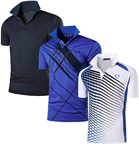 Sportides Men's 3 Packs Quick Dry Sport Polo T-Shirt LSL195 MixPackE XL