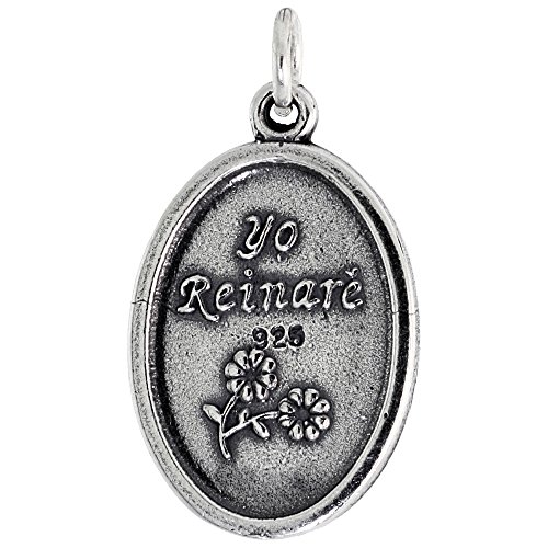 Sterling Silver Divine Christ of Colombia Medal Necklace Oxidized finish Oval 1.8mm Chain3