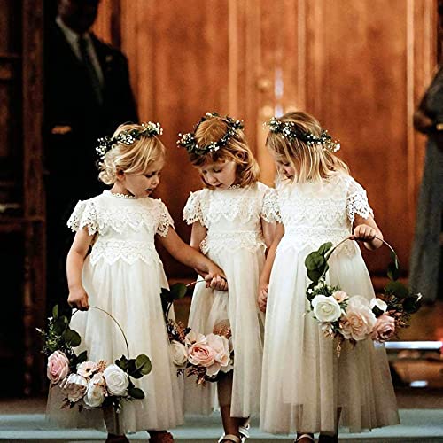 2Bunnies Girl Boho Bohemian Rustic Communion Crochet Lace A-Line Tulle Flower Girl Dress2