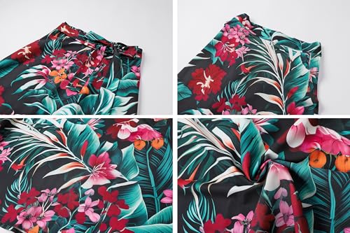 Image of Cromoncent Matching Hawaiian Outfits for Family, Dad and Son Matching Luau Beach Tropical Shirts Mommy Daughter Tropical Sets