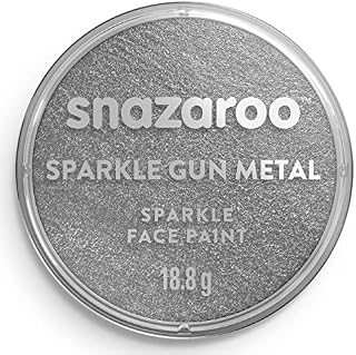 Snazaroo Face and Body Paint,Sparkle Gun Metal Grey, 18.8g Professional Water Based, Single Cake Makeup Supplies for Adults, Kids and Special FX