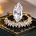 Gold-Tone Marquise CZ 2-Piece Ring Set for Women - Solitaire & Pave casual Stackable Band, Engagement Promise Statement Ring with comfortable daily wear, Valentine's Day Gift for Her, Size 6-12 (11)