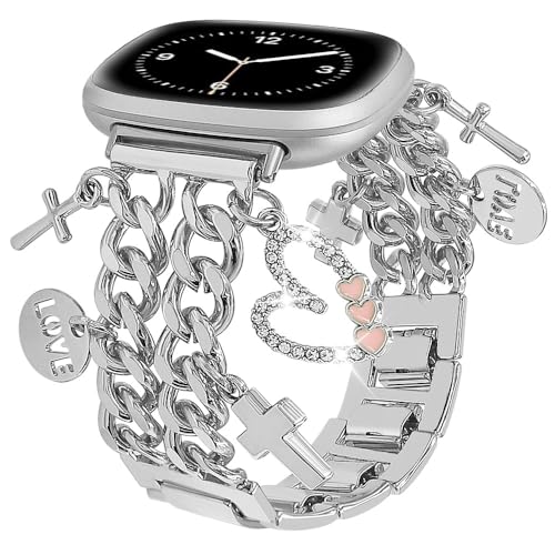 Correa de cadena cubana compatible con Fitbit Versa 4/3/Sense