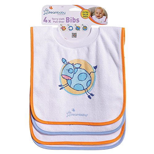 image for Dreambaby Terry Cloth Pullover Baby Bibs - Super Absorbent for Feeding