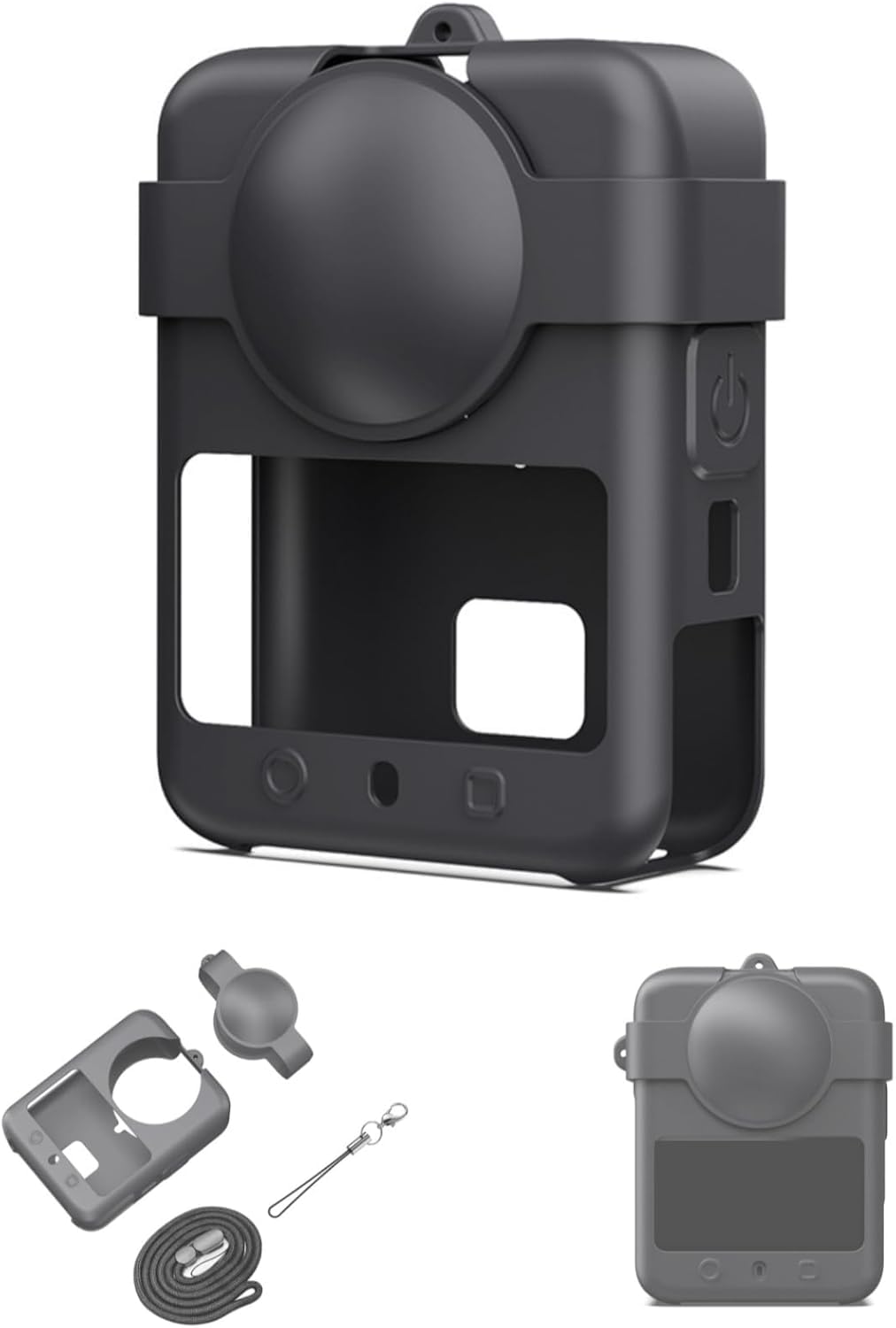 M.G.R.J® Silicone Protective Case Cover for DJI Osmo 360 Action Camera, Camera Lens Cover Cap with Hand Strap (Black)-image-22