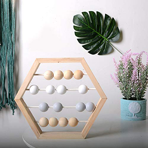 image for MAYAGU Nordic Style Hexagon Natural Wooden Abacus with Beads Baby Educ