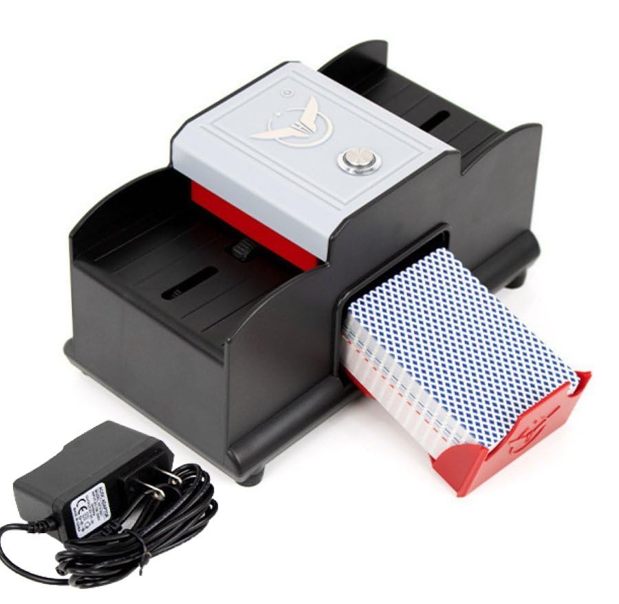 Zikepa 2 Deck Automatic Card Shuffler, Electric Casino Shuffling Machine, Plugged/Battery Operated Shuffler with Magnetic Tray for Blackjack UNO Texas Hold'em Home Poker Games