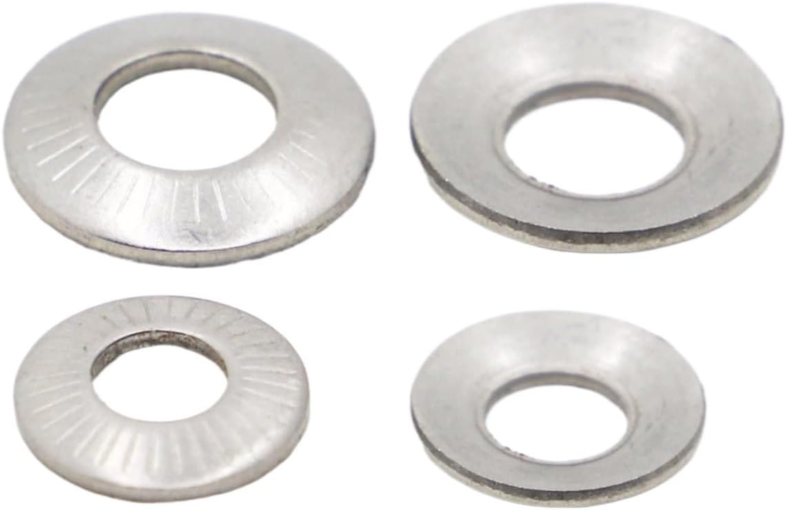 Stainless Steel Knurled Gasket， M3 M4 M5 M6 M8 M10 M12 M16 A2-70 304 Stainless Steel Disc Spring Serrated Lock Washer Knurled Elastic Gasket(M16 2pcs)